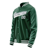 Custom Kelly-Green White Solid Color Varsity Letterman Jacket JA02240617ZF224