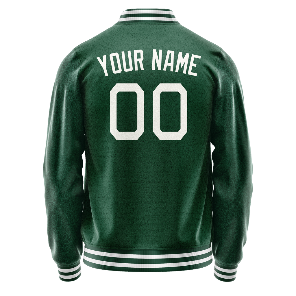 Custom Kelly-Green Gray Solid Color Varsity Letterman Jacket JA02240617ZF235