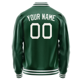 Custom Kelly-Green Gray Solid Color Varsity Letterman Jacket JA02240617ZF235