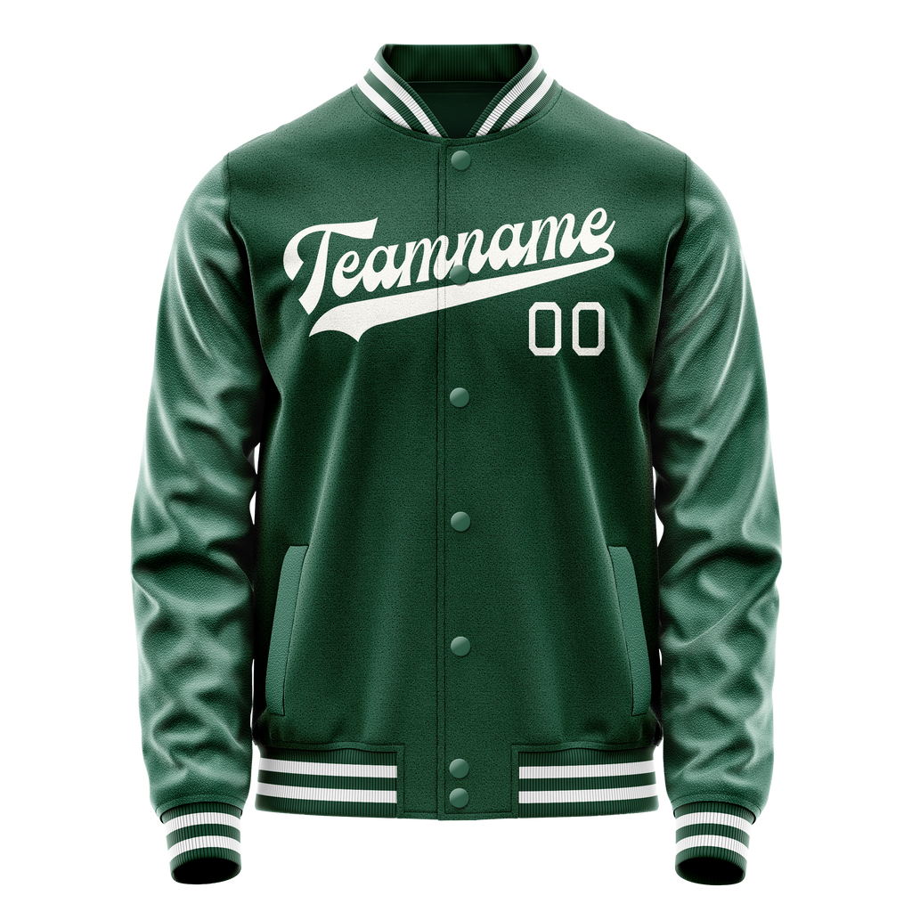 Custom Kelly-Green Gray Solid Color Varsity Letterman Jacket JA02240617ZF235