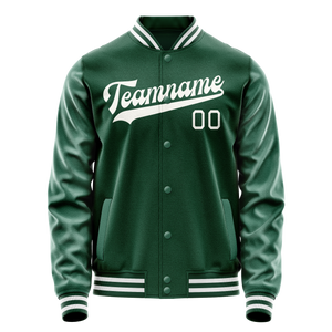 Custom Kelly-Green Gray Solid Color Varsity Letterman Jacket JA02240617ZF235