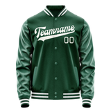 Custom Kelly-Green Gray Solid Color Varsity Letterman Jacket JA02240617ZF235