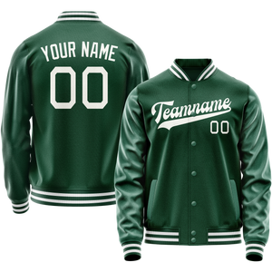 Custom Kelly-Green Gray Solid Color Varsity Letterman Jacket JA02240617ZF235