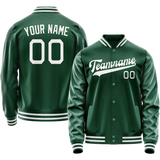 Custom Kelly-Green Gray Solid Color Varsity Letterman Jacket JA02240617ZF235