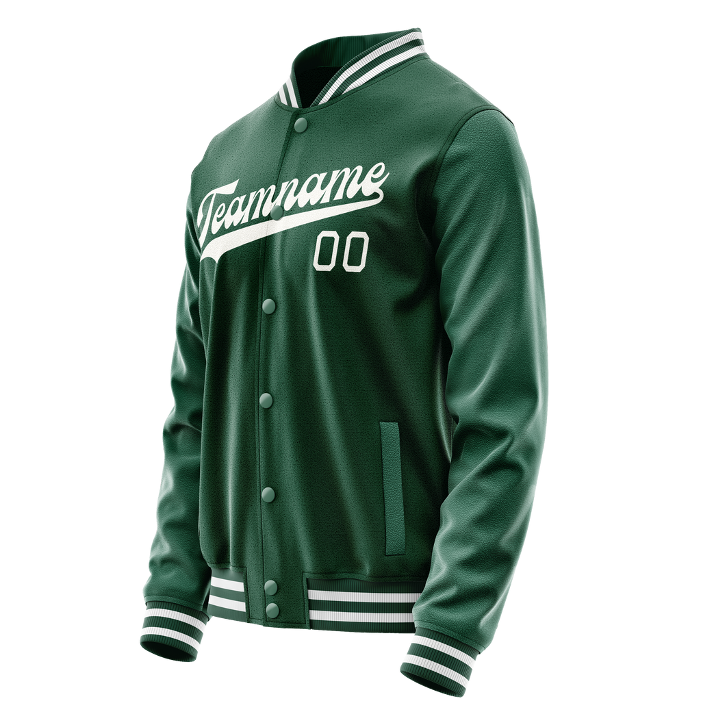 Custom Kelly-Green Gray Solid Color Varsity Letterman Jacket JA02240617ZF235
