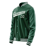 Custom Kelly-Green Gray Solid Color Varsity Letterman Jacket JA02240617ZF235