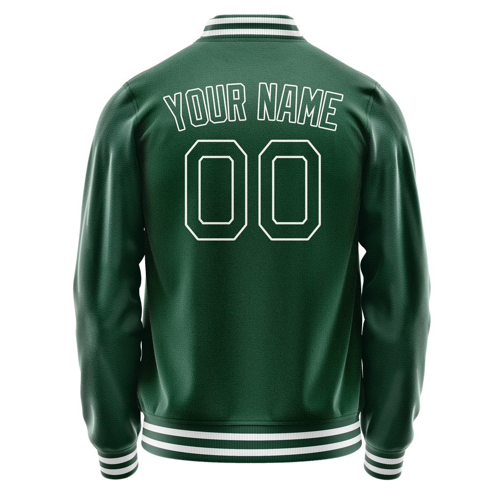 Custom Kelly-Green White Solid Color Varsity Letterman Jacket JA02240617ZF218