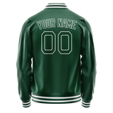 Custom Kelly-Green White Solid Color Varsity Letterman Jacket JA02240617ZF218