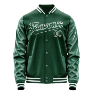 Custom Kelly-Green White Solid Color Varsity Letterman Jacket JA02240617ZF218