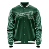 Custom Kelly-Green White Solid Color Varsity Letterman Jacket JA02240617ZF218
