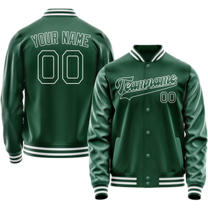 Custom Kelly-Green White Solid Color Varsity Letterman Jacket JA02240617ZF218