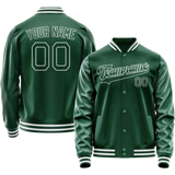 Custom Kelly-Green White Solid Color Varsity Letterman Jacket JA02240617ZF218