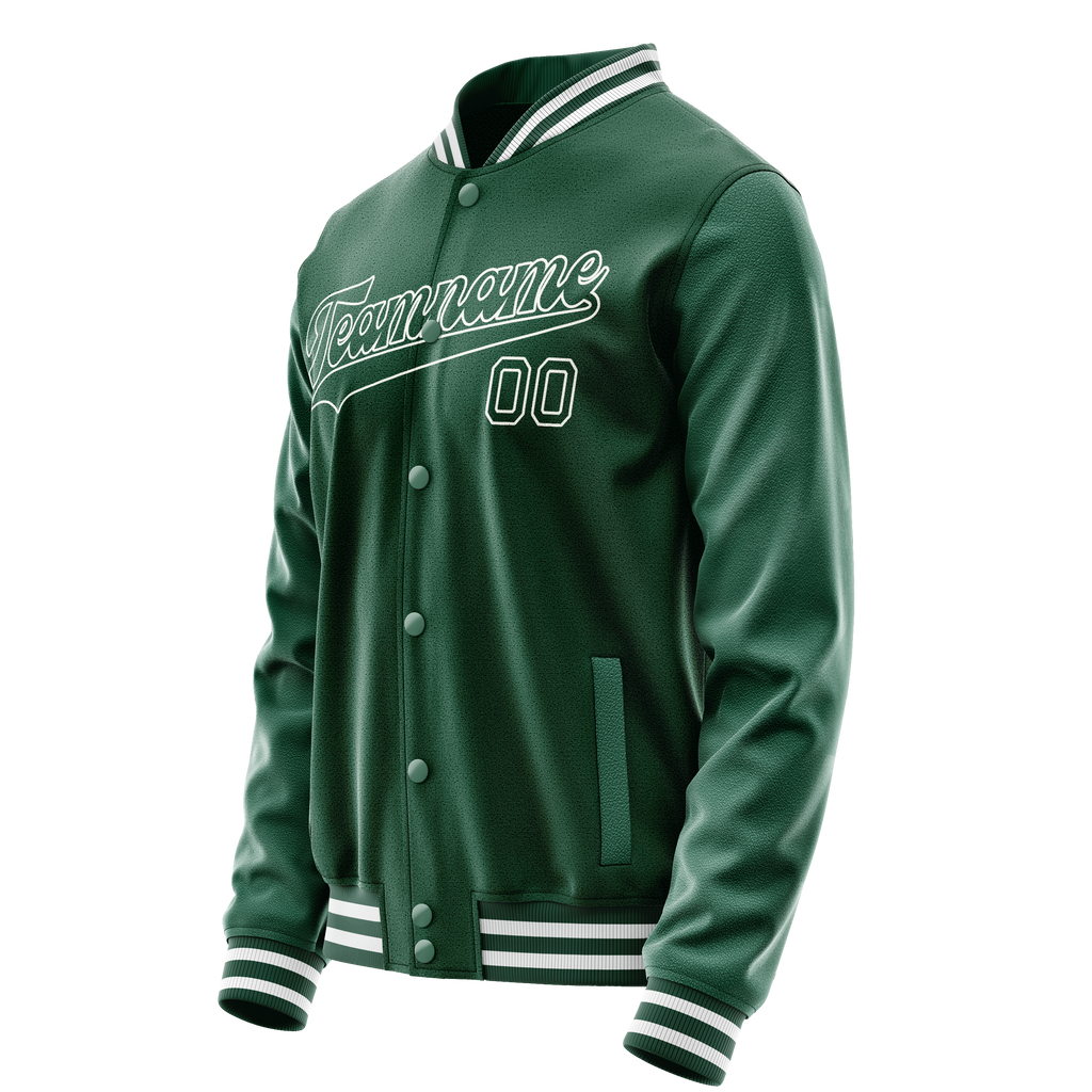 Custom Kelly-Green White Solid Color Varsity Letterman Jacket JA02240617ZF218