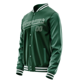 Custom Kelly-Green White Solid Color Varsity Letterman Jacket JA02240617ZF218
