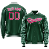 Custom Kelly-Green Pink Solid Color Varsity Letterman Jacket JA02240617ZF216
