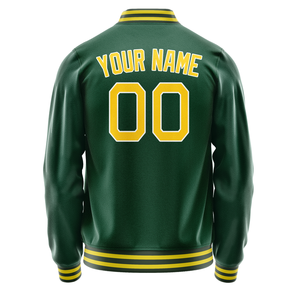 Custom Kelly-Green Gold Solid Color Varsity Letterman Jacket JA02240617ZF230