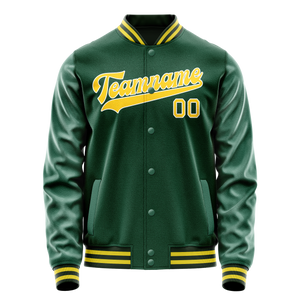 Custom Kelly-Green Gold Solid Color Varsity Letterman Jacket JA02240617ZF230