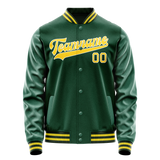Custom Kelly-Green Gold Solid Color Varsity Letterman Jacket JA02240617ZF230