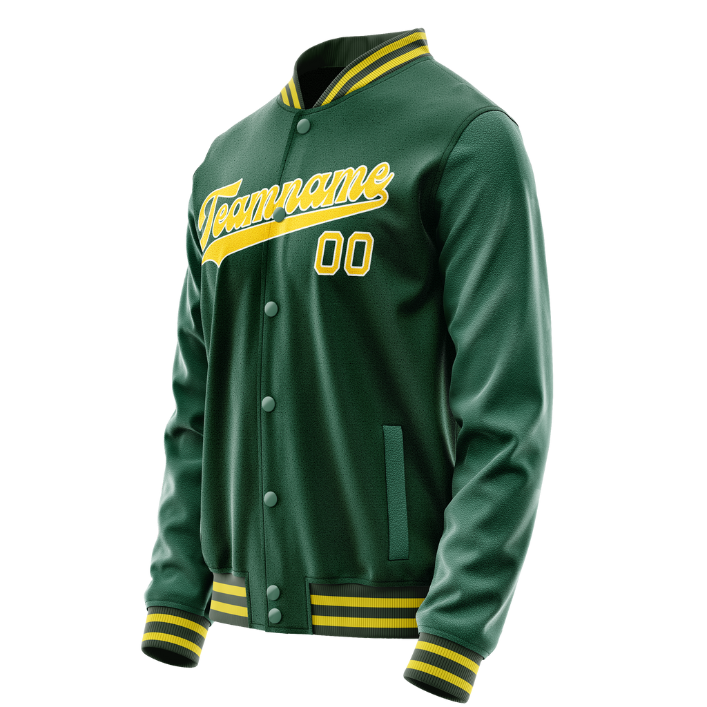 Custom Kelly-Green Gold Solid Color Varsity Letterman Jacket JA02240617ZF230