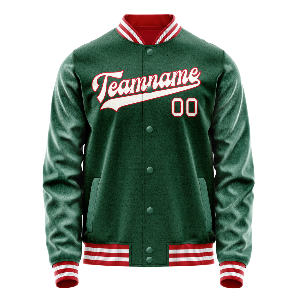 Custom Kelly-Green White Solid Color Varsity Letterman Jacket JA02240617ZF221