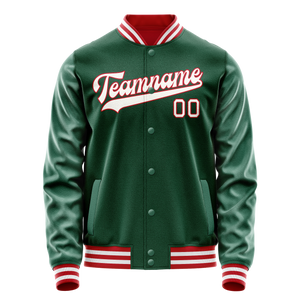 Custom Kelly-Green White Solid Color Varsity Letterman Jacket JA02240617ZF221