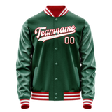 Custom Kelly-Green White Solid Color Varsity Letterman Jacket JA02240617ZF221