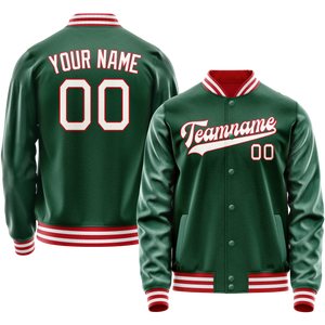 Custom Kelly-Green White Solid Color Varsity Letterman Jacket JA02240617ZF221