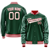 Custom Kelly-Green White Solid Color Varsity Letterman Jacket JA02240617ZF221