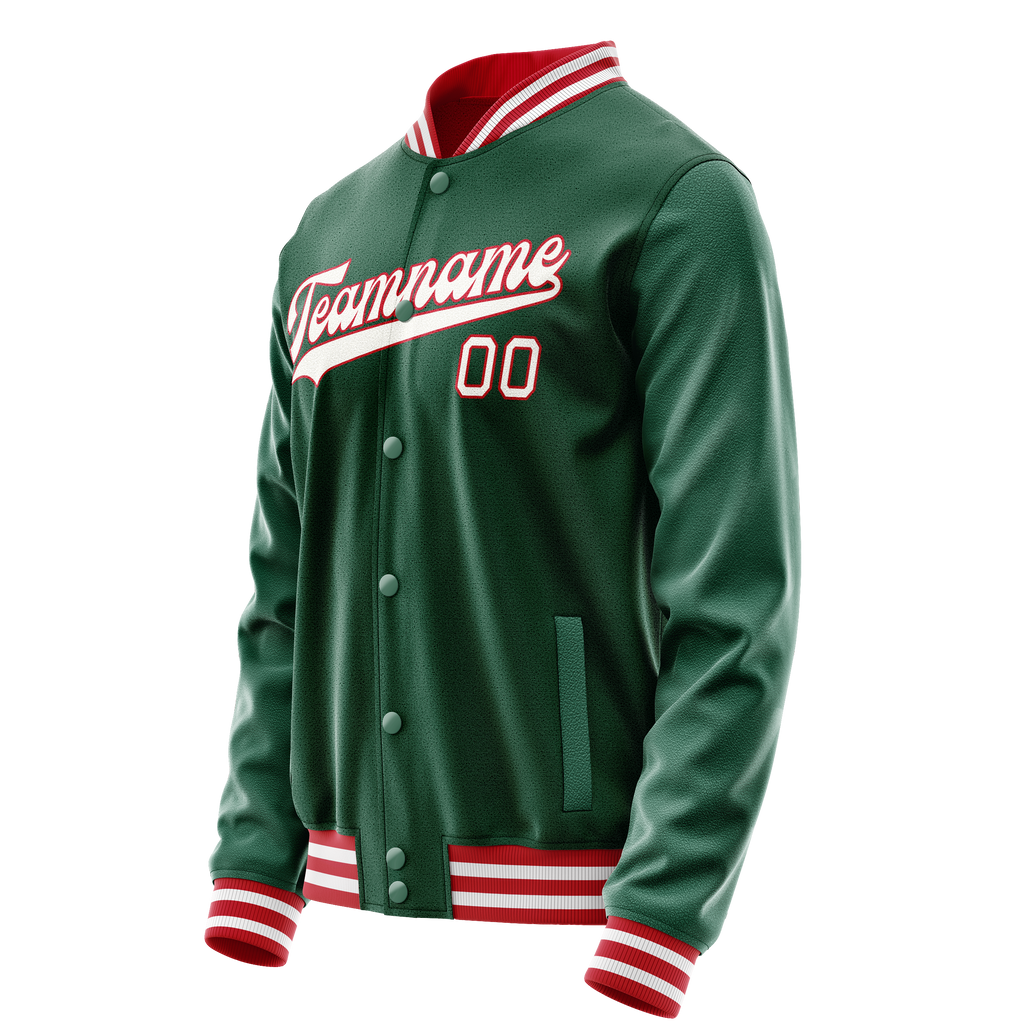 Custom Kelly-Green White Solid Color Varsity Letterman Jacket JA02240617ZF221