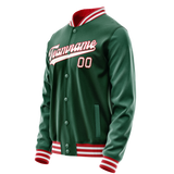 Custom Kelly-Green White Solid Color Varsity Letterman Jacket JA02240617ZF221
