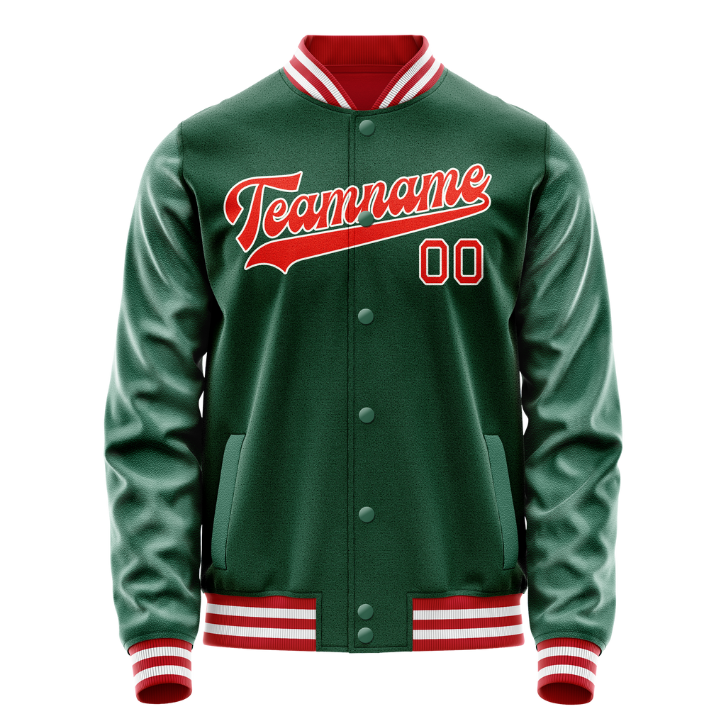 Custom Kelly-Green Orange Solid Color Varsity Letterman Jacket JA02240617ZF215