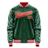 Custom Kelly-Green Orange Solid Color Varsity Letterman Jacket JA02240617ZF215