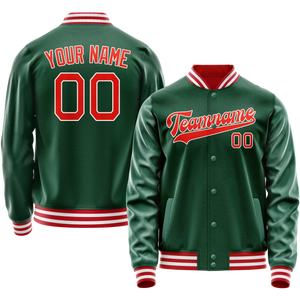 Custom Kelly-Green Orange Solid Color Varsity Letterman Jacket JA02240617ZF215