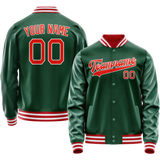 Custom Kelly-Green Orange Solid Color Varsity Letterman Jacket JA02240617ZF215