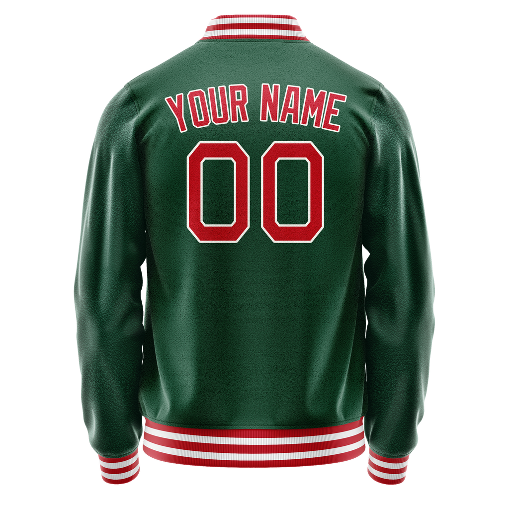 Custom Kelly-Green Red Solid Color Varsity Letterman Jacket JA02240617ZF228