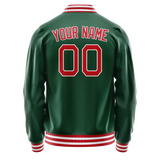 Custom Kelly-Green Red Solid Color Varsity Letterman Jacket JA02240617ZF228
