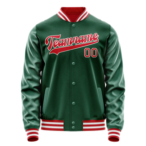 Custom Kelly-Green Red Solid Color Varsity Letterman Jacket JA02240617ZF228