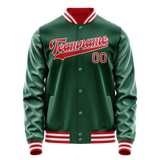 Custom Kelly-Green Red Solid Color Varsity Letterman Jacket JA02240617ZF228