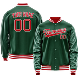 Custom Kelly-Green Red Solid Color Varsity Letterman Jacket JA02240617ZF228
