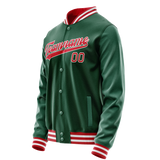 Custom Kelly-Green Red Solid Color Varsity Letterman Jacket JA02240617ZF228