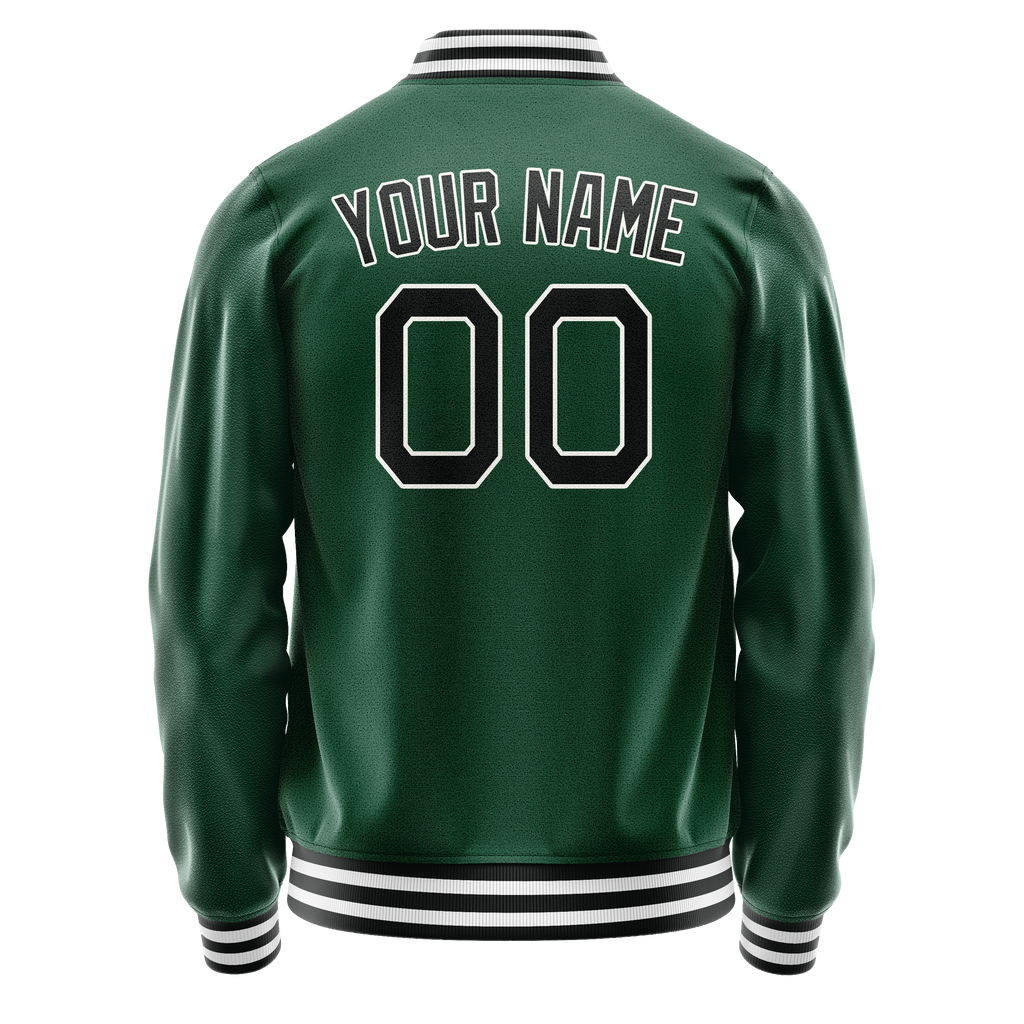 Custom Kelly-Green Black Solid Color Varsity Letterman Jacket JA02240617ZF210