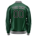 Custom Kelly-Green Black Solid Color Varsity Letterman Jacket JA02240617ZF210
