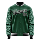 Custom Kelly-Green Black Solid Color Varsity Letterman Jacket JA02240617ZF210
