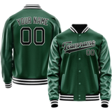 Custom Kelly-Green Black Solid Color Varsity Letterman Jacket JA02240617ZF210