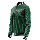Custom Kelly-Green Black Solid Color Varsity Letterman Jacket JA02240617ZF210