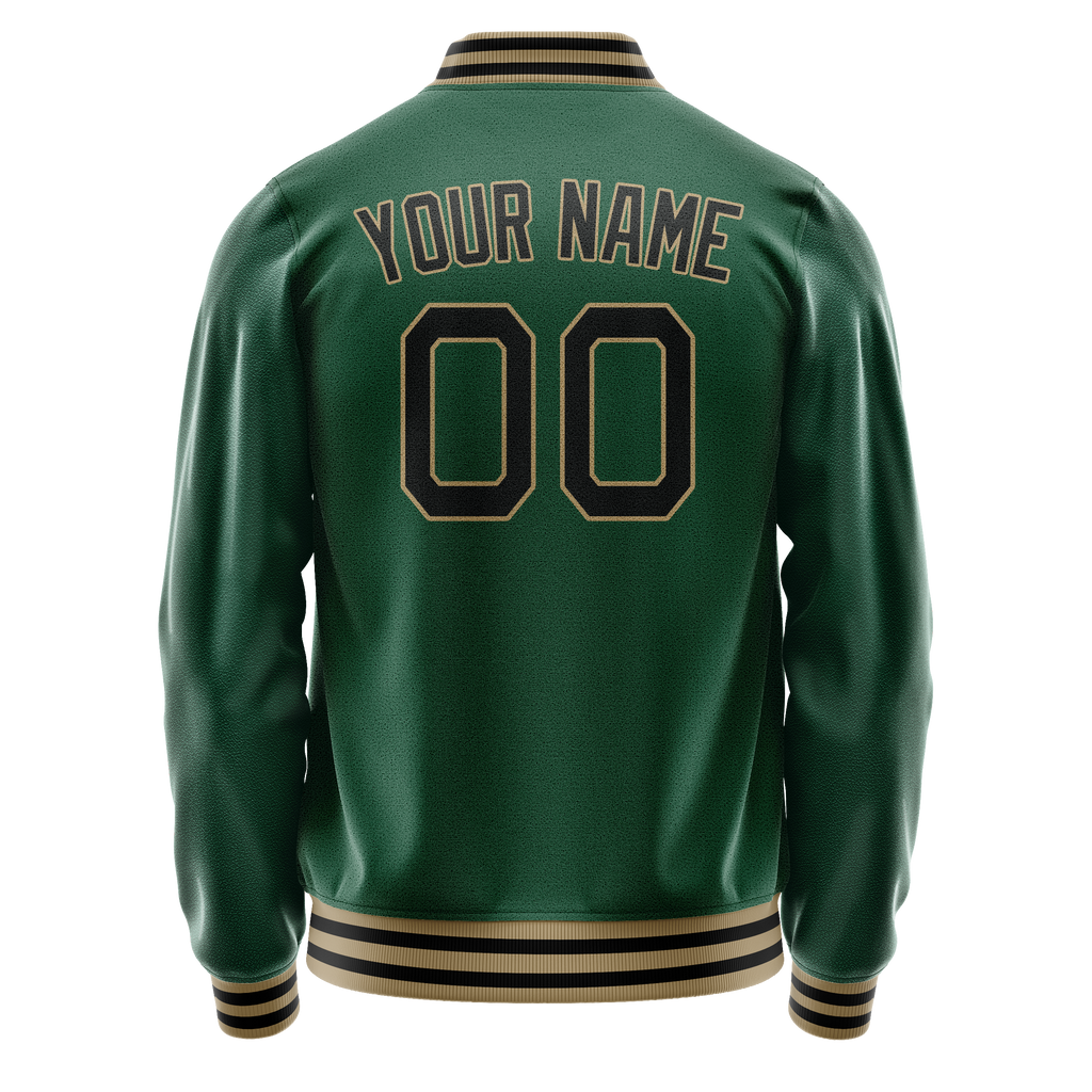 Custom Kelly-Green Black Solid Color Varsity Letterman Jacket JA02240617ZF213