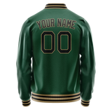 Custom Kelly-Green Black Solid Color Varsity Letterman Jacket JA02240617ZF213