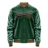 Custom Kelly-Green Black Solid Color Varsity Letterman Jacket JA02240617ZF213