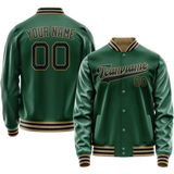 Custom Kelly-Green Black Solid Color Varsity Letterman Jacket JA02240617ZF213