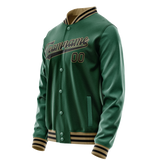 Custom Kelly-Green Black Solid Color Varsity Letterman Jacket JA02240617ZF213